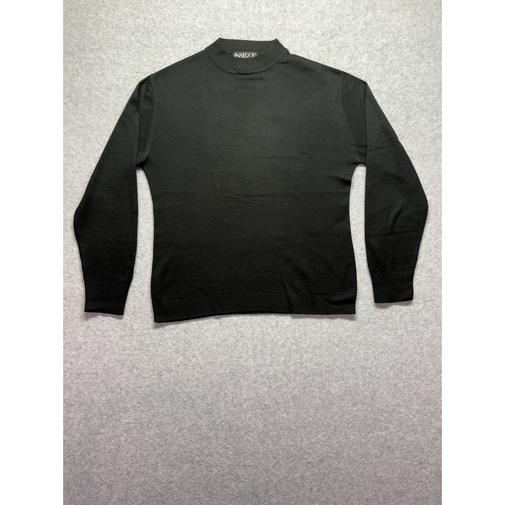 Inserch Mens Black Mock Neck Long Sleeve Acrylic Knit Sweater Size Large Korea